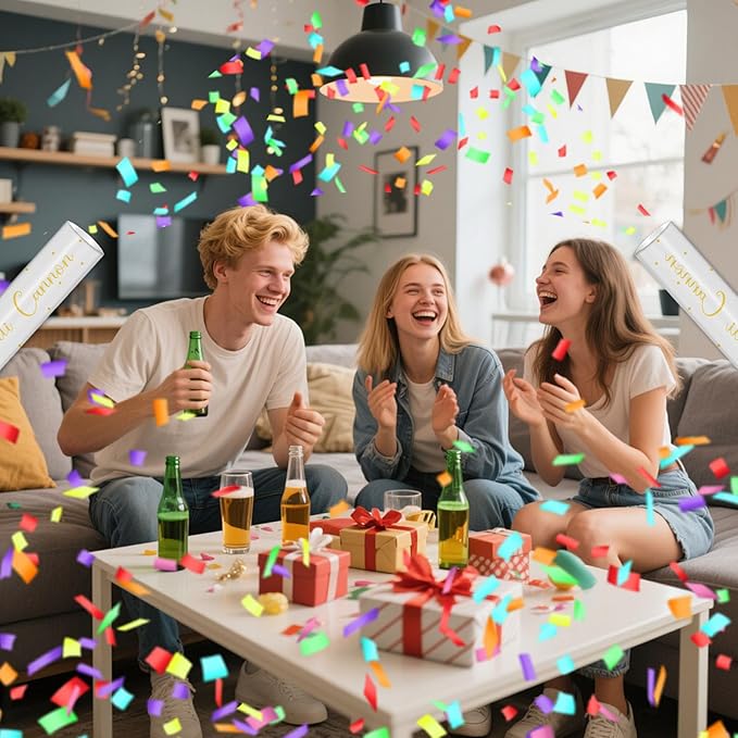 16" Confetti Cannons with Colorful Filling - Party Poppers for Birthday Wedding Graduations Fiesta Christmas New Year Celebrations - Easy to Use, Biodegradable Confetti - Pack of 6