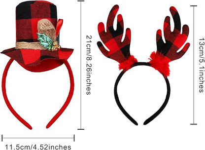 URATOT 8 Pack Christmas Reindeer Hair Hoop Headbands Xmas Party Costume Photo Prop Booth Headbands for Favors