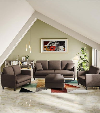 Loveseat Sofa, 51" Love Seat, Comfy Teddy Small Loveseat for Small Spaces, Tool-Free Setup Sofa Couch for Bedroom, All-Wood Couches for Living Room, No Pillow Included, Brown