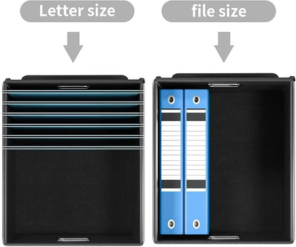 Huolewa Portable File Organizer Boxes Set of 4, Large Linen Hanging Office Document Storage Boxes with Lids, Collapsible Filing & Storage Boxes for Office/Decor/Home - 14.9 x 12.7 x 10.8 inch