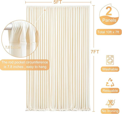 Champagne Backdrop Curtain for Parties Wedding Baby Shower Wrinkle Free Photo Curtains Backdrop Drapes Fabric Decoration for Bridal Shower 5ft x 7ft,2 Panels