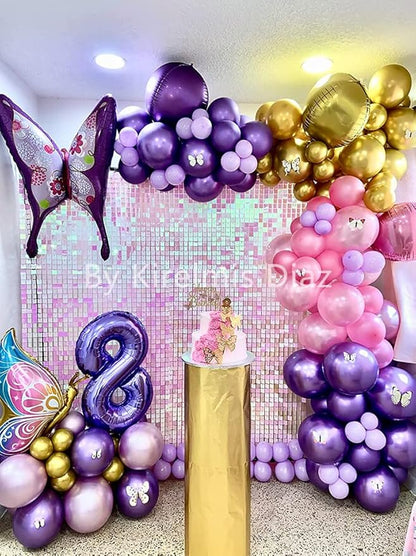 Shimmer Wall Backdrop Pink Iridescent Square Sequin Wall Panel Backdrop Decor for Wedding, Anniversary, Birthday, Party, 12 Panels