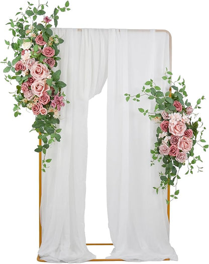 Arch Flower Kit of 2 - Artificial Floral Swag for Wedding Welcome Sign, Reception Ceremony Signs, Chair Decor (Dusty Rose)