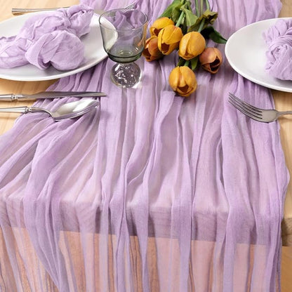MLMC 12 Pack Lilac Purple Table Runner 10ft Rustic Gauze Lavender Cheese Cloth Table Runner 35x120 Inches for Romantic Wedding Bridal Shower Baby Shower Birthday Decor
