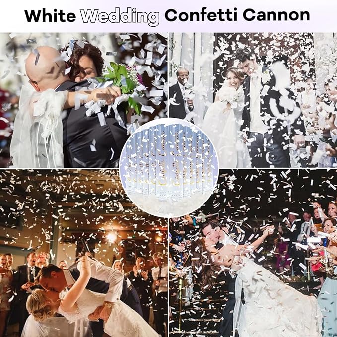 Confetti Poppers White Confetti Cannon 12 Pack Party Poppers Biodegradable12inch Wedding Party Confetti Bulk Streamer Confetti Cannon Launches up to15-25ft for Christmas Birthday Graduation New Year