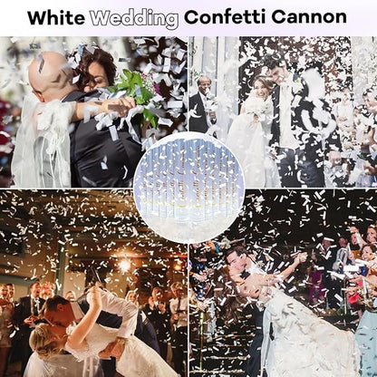 Confetti Poppers White Confetti Cannon 12 Pack Party Poppers Biodegradable12inch Wedding Party Confetti Bulk Streamer Confetti Cannon Launches up to15-25ft for Christmas Birthday Graduation New Year
