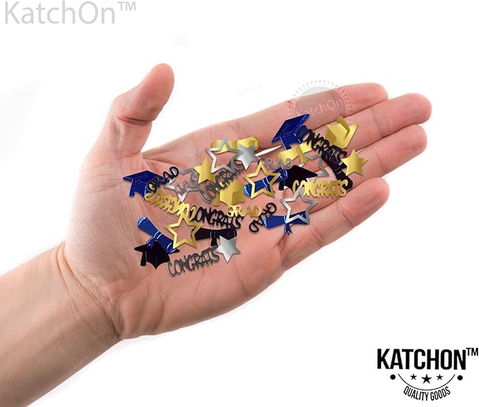 KatchOn, Congrats Grad Confetti 2025 - Pack of 1000 | Graduation Table Decorations 2025 | Grad Confetti Class of 2025,Navy Blue and Gold Graduation Decorations 2025