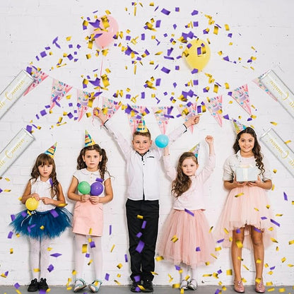 16" Purple & Gold Confetti Cannons - Party Poppers for Birthday Graduation Wedding Celebrations - Easy to Use - Pack of 4