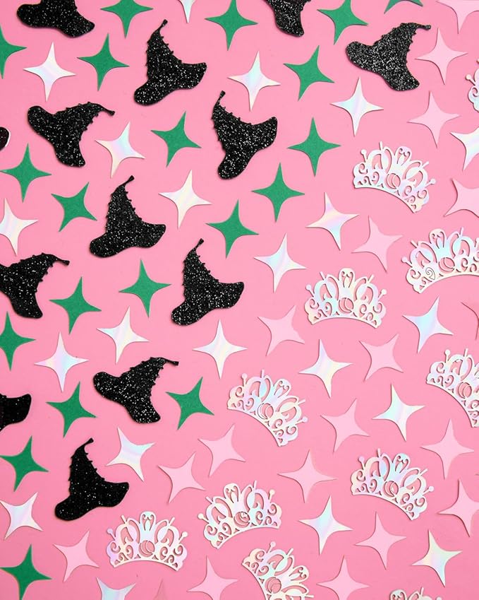 xo, Fetti Pink + Green Witch Confetti, Glitter + Iridescent Foil - 200 pc | Kids Wizard Party Decorations, Girls Birthday Table Decor, Popular Supplies, Bachelorette Tablescape