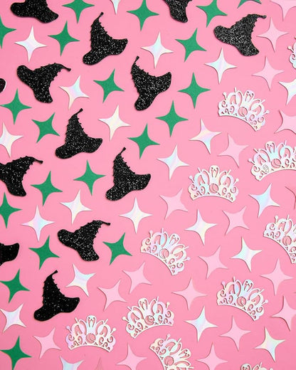 xo, Fetti Pink + Green Witch Confetti, Glitter + Iridescent Foil - 200 pc | Kids Wizard Party Decorations, Girls Birthday Table Decor, Popular Supplies, Bachelorette Tablescape