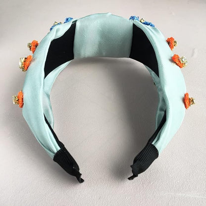 Yusier Baroque Rhinestone Crystal Headband, Robin's Egg Blue - Women's Hair Accessories, Hair Hoop, Exquisite Embroidered Hairband, Satin Fabric, Comfortable Fit, Ideal for Travel, Party, Home, Work