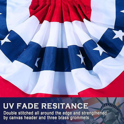 American Flag Bunting Patriotic Pleated Fan Flag USA Flags with Brass Grommets and Zip Ties for 4th of July Memorial Day Decoration Outdoor (7, 2x4 Feet)