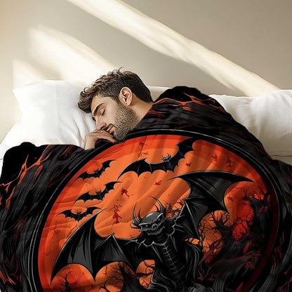 Firmiso Bat Blanket, Goth Throw Blanket for Men and Women, Gothic Gifts for Halloween, Spooky Home Decor for Couch and Living Room, Fade Resistant, Hand or Machine Wash, 50×60 Inches