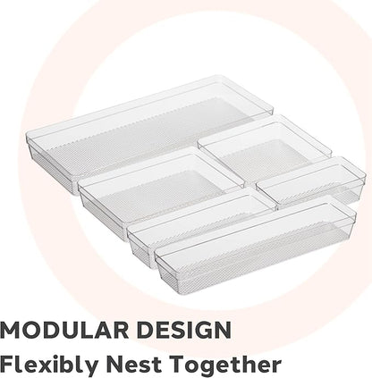 Oggi Clear Drawer Organizer - 3" X 9.5" - Ideal for Organizing Kitchen Drawers, Office, Desk, Silverware, Kitchen Utensils, Cosmetics and Bathrooms
