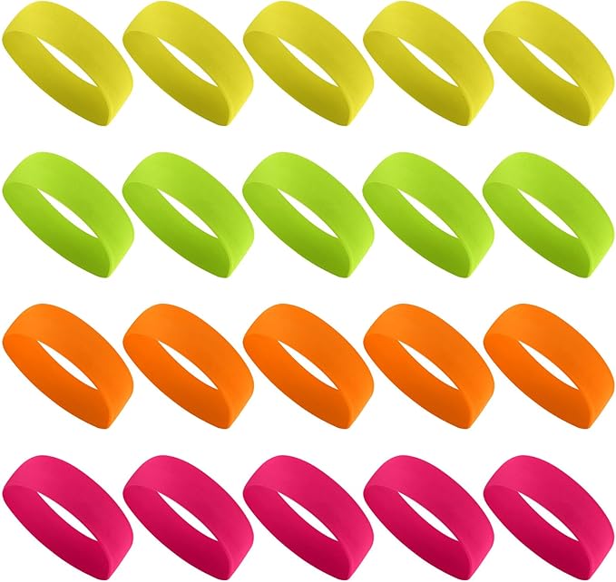 Hotop 20 Pcs Sport Stretchy Headbands for Girls Women Non Slip Soft Fabric Elastic Headband Bulk for Yoga DIY Team Gifts