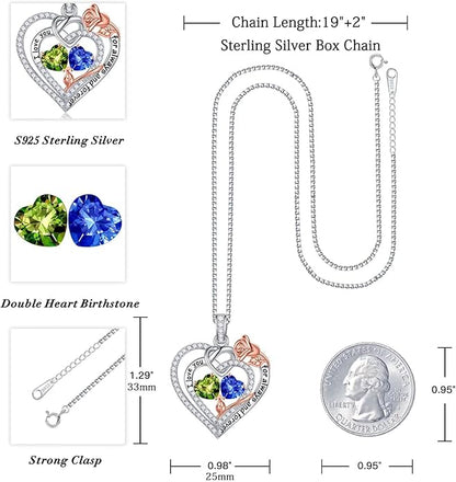 Iefil Christmas Gifts for Wife Women - 925 Sterling Silver Double Birthstone Necklace, Anniversary Birthday Gifts for Women, Jewelry Gift for Wife Girlfriend Mom Her