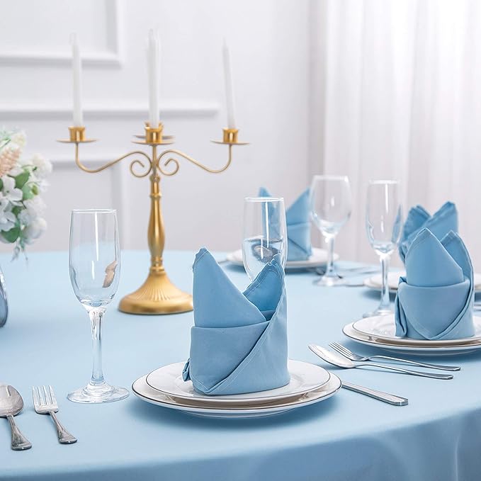 Cloth Napkins 17x17 inch Washable Polyester Dinner Napkins Soft Table Napkins for Wedding Party Dining Banquet(Blue Mist,100PCS)