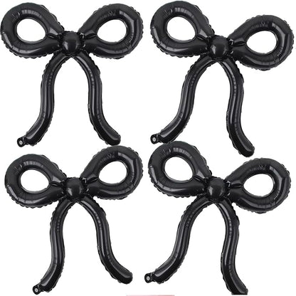 4 Pcs Black Bow Balloons Bow Birthday Decorations Bow Theme Birthday Party Decor for Bridal Shower Baby Shower Engagement Bachelorette Party Decorations 26 x 24 Inch