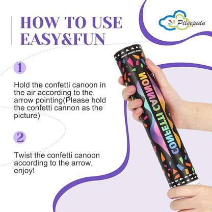 Confetti Cannon,Mulitcolor Party Poppers,6pack 12inch Confetti Wands For Birthday,Wedding,Christmas,School Opening,Graduation,New Years eve and Photo Shoots