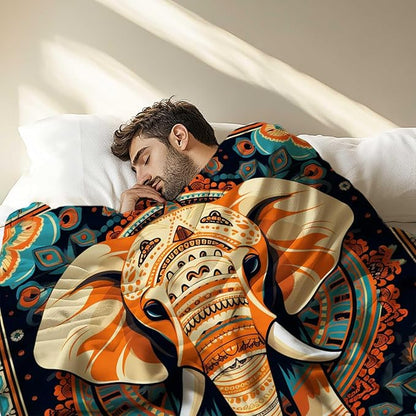 Firmiso Boho Elephant Throw Blanket 40x50 | Soft Cozy Fleece Blanket for Couch, Bed, or Sofa | Mandala Elephant Decor for Living Room | Unique Gift for Women, Family, or Friends