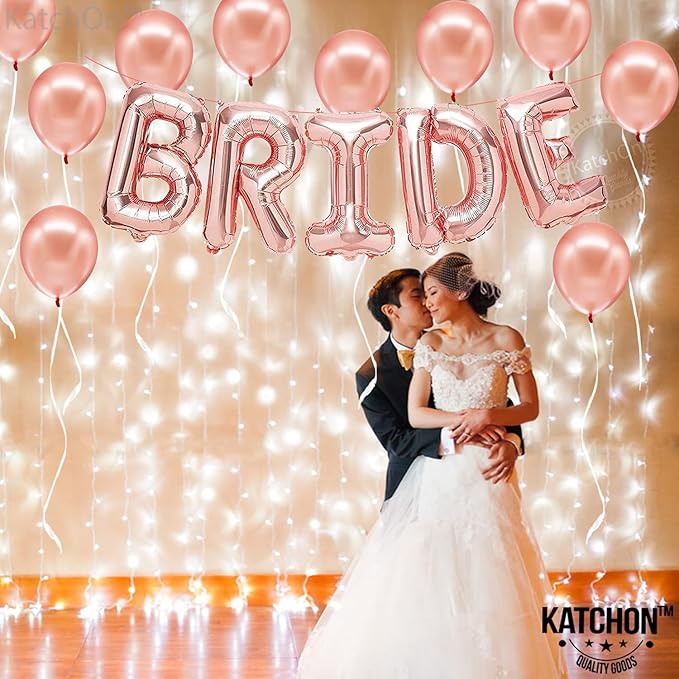 KatchOn, Bride Balloons Rose Gold Set - 16 Inch, Pack of 15 | Bachelorette Party Decorations | Rose Gold Bride Balloon | Bridal Shower Decorations, Bachelorette Balloons