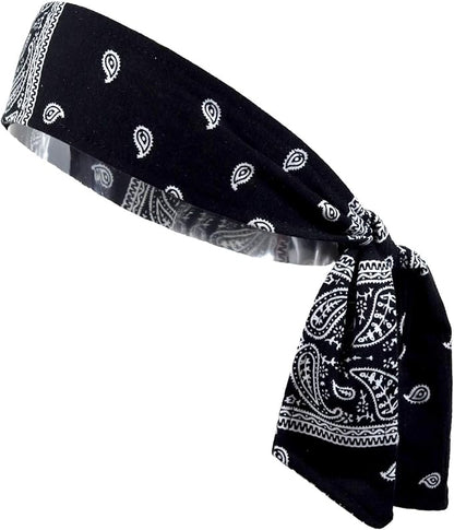 Kenz Laurenz Headbands Tie on Headband for Women Men Running Athletic Hair Head Band Elastic Sports Sweat Basketball Sweatband Stetchy Yoga Workout Sweatbands Adjustable Non-Slip Moisture Wicking