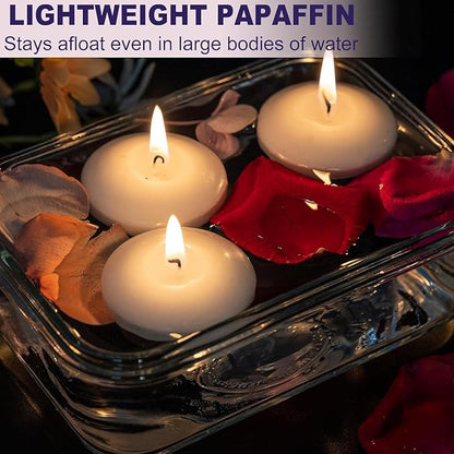 72 Floating Candles, Smoke-Free and odorless, Burning continuously for 5-6 Hours, White, 2-inch Floating Candles, Suitable for Valentine's Day, Weddings, Holidays, Home Decoration……
