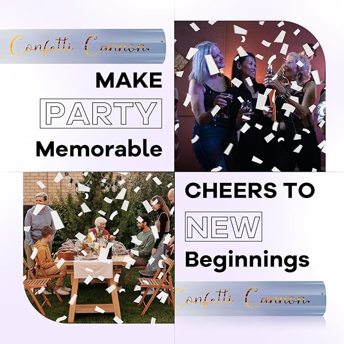 Confetti Poppers White Confetti Cannon 12 Pack Party Poppers Biodegradable12inch Wedding Party Confetti Bulk Streamer Confetti Cannon Launches up to15-25ft for Christmas Birthday Graduation New Year