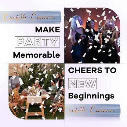 Confetti Poppers White Confetti Cannon 12 Pack Party Poppers Biodegradable12inch Wedding Party Confetti Bulk Streamer Confetti Cannon Launches up to15-25ft for Christmas Birthday Graduation New Year