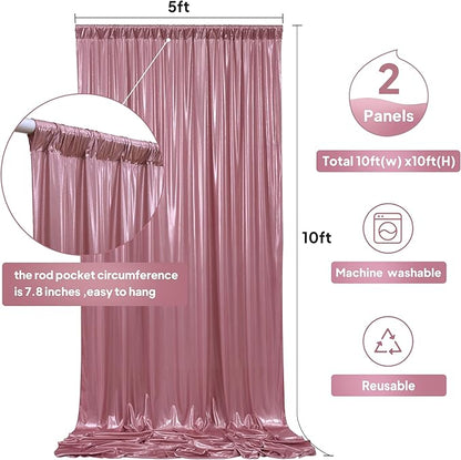 10x10 ft Rose Gold Sequin Backdrop Curtain Panels for Parties, Wrinkle Free Glitter Photo Backdrop Drapes 2 Panels 5x10FT Shimmer Back Drop Cloth for Wedding Birthday Christmas Photography Background