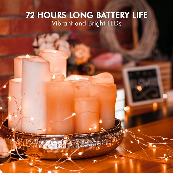 12 Pack Fairy Lights Battery Operated String Lights，7FT 20LED Waterproof Silver Wire Christmas Light Outdoor,Firefly Mini Light for Bedroom Party Birthday Wedding Indoor Decorations Home Decor