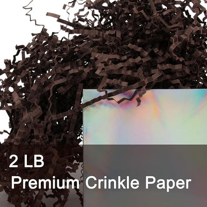 2 LB Coffee Crinkle Paper Filler for Gift Baskets Party Favors Stuffing