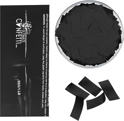 Ultimate Confetti, Rectangular Black Biodegradable Confetti – Fluttering Tissue Paper Confetti for Cannon and Launcher use - Best for Wedding, Birthday, Parties and Live Events - 1 lb, 16 oz
