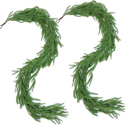 Christmas Garlands Artificial Norfolk Pine Garland Real Touch Faux Greenery Garland for Holiday, Fireplace, Mantle, Window, Stairs, Indoor, Outdoor Decor, 5FT