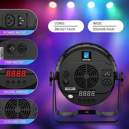 Big Dipper LED Stage Lights Par Lights 54X4W RGBW 4in1 Bright Lighting with High CRI Master-Slave DMX 512 Sound Activated Uplights for Event Concert Club Church 4 Pack