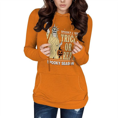 Halloween Sweatshirts For Women Long Sleeve Spooky Graphic Sweatshirts Pumpkin Pullover Halloween Party Club Wear