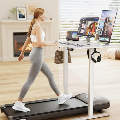 Furmax Electric Standing Desk, 40 x 24 Inches Sit Stand up Desk, Sit Stand Height Adjustable Home Office Desk with 4 Height Position Memory - with Splice Board (White, 40)