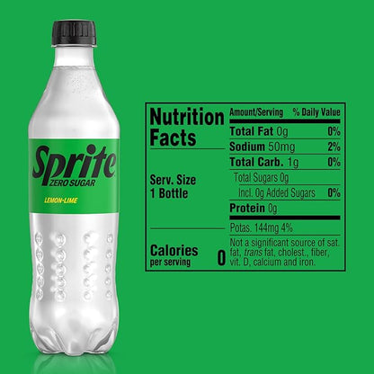 Sprite Zero Sugar Lemon Lime Diet Soda Pop Soft Drinks, 16.9 fl oz, 6 Pack