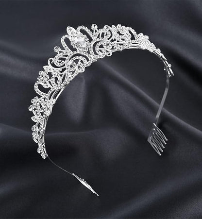 Sparkling Crystal Princess Tiaras for Women Girl Crown Queen Headband Fashion Headpiece for Wedding Birthday Bride Bridal Prom Party Hair Accessories Valentines Mothers Day Gifts