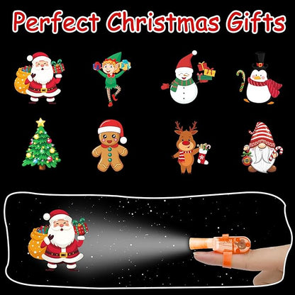 40PCS Christmas Party Favors for Kids,Christmas LED Light Up Finger Lights Glow in the Dark Party Favors for Kids, Classroom Prizes Trick or Treats Gifts