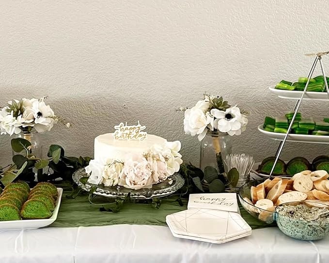 10 Packs Olive Green Cheese Cloth Table Runners, 10FT Boho Gauze Moss Green Cheesecloth Table Runner for Wedding Bridal Baby Shower Fall Thanksgiving Christmas Table Decoration