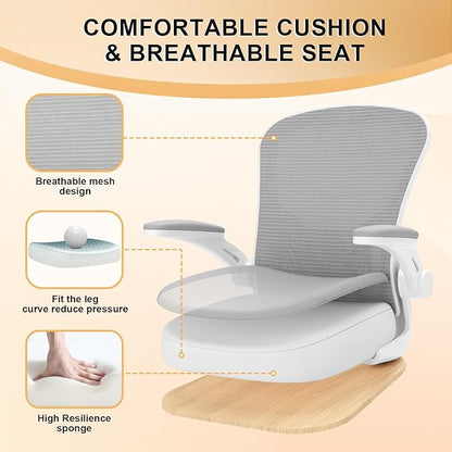 Synorla Office Chair, Ergonomic Desk Chairs 330LBS Capacity High Back Mesh Computer Chair with Flip-up Armrests, Comfy Work Chair with Adjustable Lumbar Support
