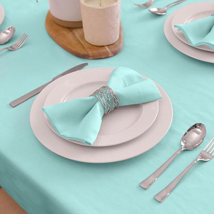 Encasa XO Egg Blue Cloth Napkins Set of 6, 17"x17" | Solid Color Cotton Dinner Napkins | Washable & Reusable Napkins for Dining Table Fall Decoration, Holiday & Christmas Festivals