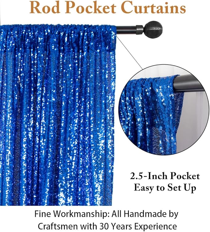 ShinyBeauty Royal Blue Sequin Backdrop - 10FTx10FT Sparkle & Glitter Photo Backdrop for Wedding, Baby Shower & Party