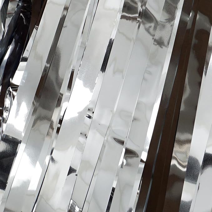 10 Pack Silver Foil Fringe Curtains, Silver Tinsel Backdrop Party Curtains, Party Decorations Supplies for Birthday, Holidays, Parties & More