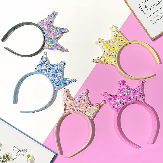 Princess Crowns 10 Packs Headbands for Girls Women, Glitter Birthday Tiara Crowns for Princess Party Favors Birthday Gifts
