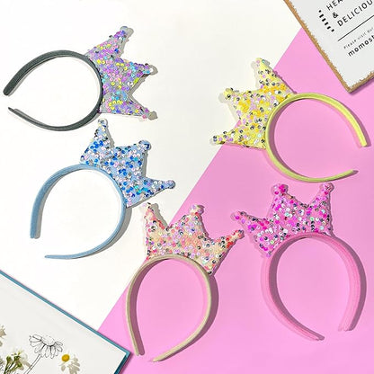 Princess Crowns 10 Packs Headbands for Girls Women, Glitter Birthday Tiara Crowns for Princess Party Favors Birthday Gifts