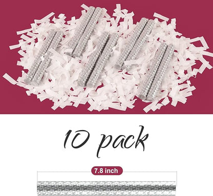 BATTIFE 10Pack White Confetti Wands, Tissue Paper Confetti Sticks for Wedding Party Celebrations, Anniversary, Birthday, 7.8inch
