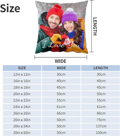 Easycosy Custom Pillow with Picture & Text, Two-Sides Velvet Customized Photo Pillowcase, 16"x16" Personalized Pillowcover with Photo, Custom Christmas Decor Love Gifts (Optional Pillow Insert)