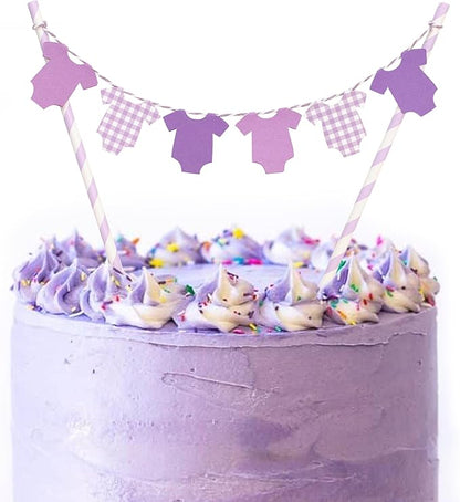 Purple Baby Shower Cake Topper - Purple Bodysuit Gingham Cake Topper,Gender Reveal Decor,Baby Shower Cake Decorations,Gingham Onesie Party Decorations (purple)